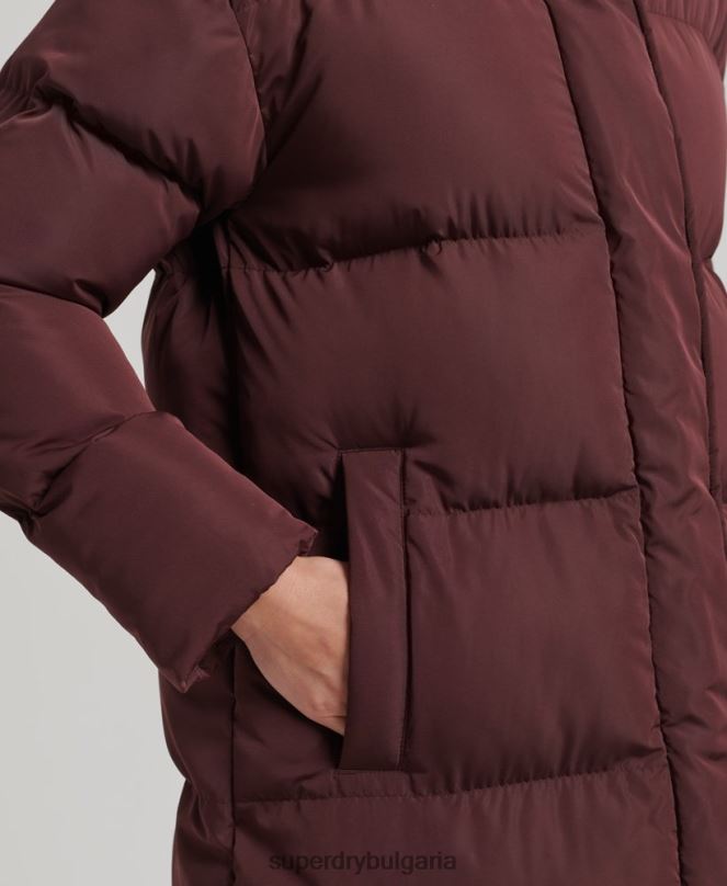 Superdry облекло N00H3765 червен Жени пухено палто с парагади и качулка