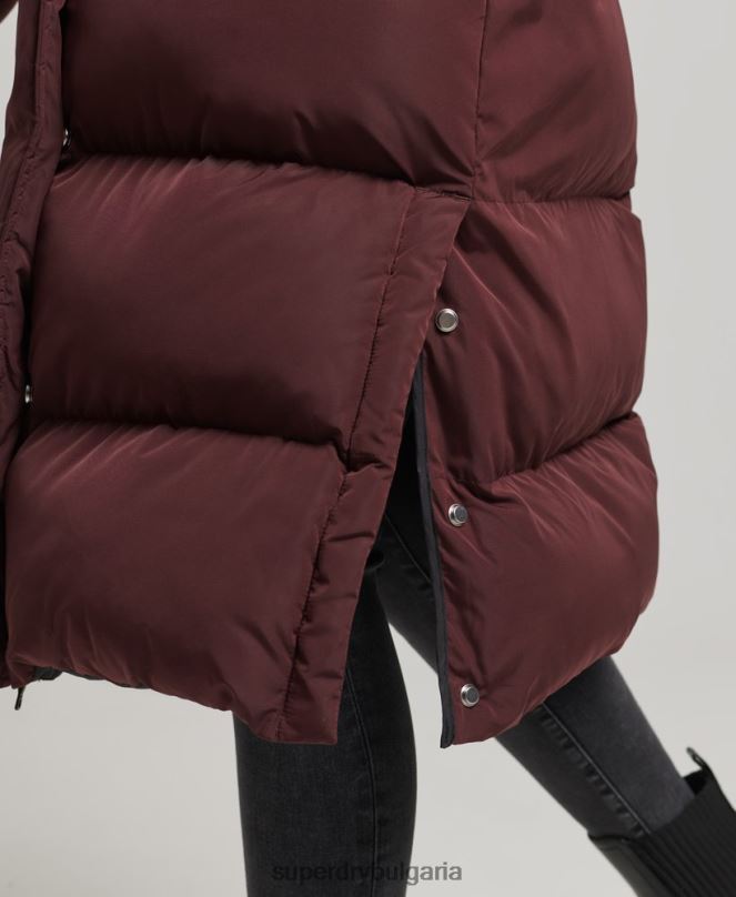 Superdry облекло N00H3765 червен Жени пухено палто с парагади и качулка