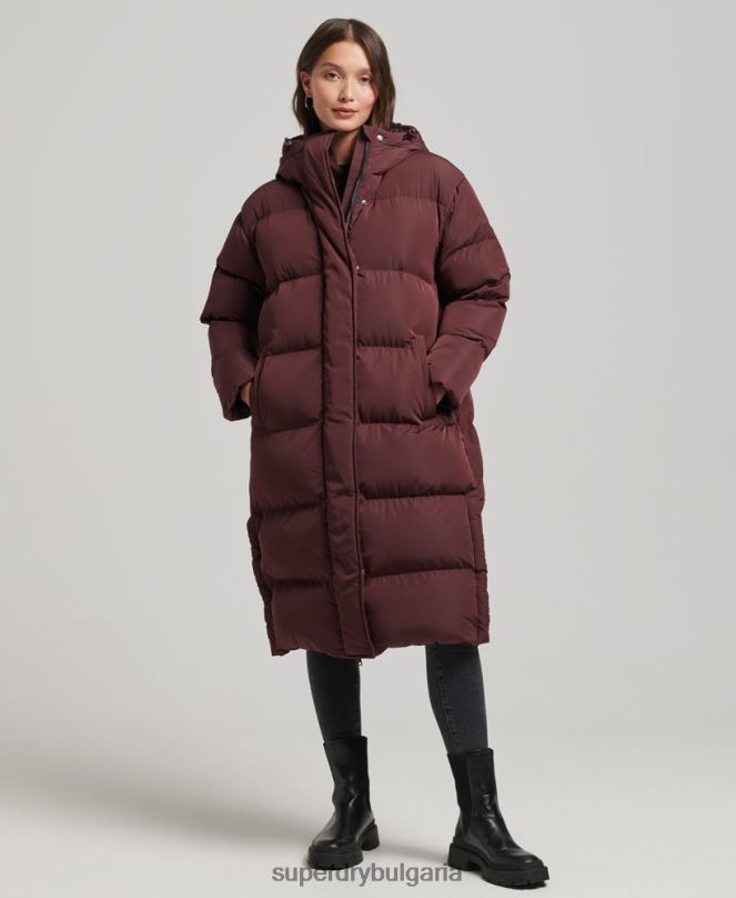 Superdry облекло N00H3765 червен Жени пухено палто с парагади и качулка