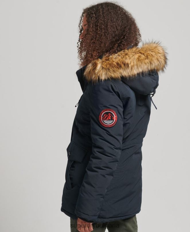 Superdry облекло N00H3771 военноморски флот Жени палто парка от изкуствена кожа с качулка