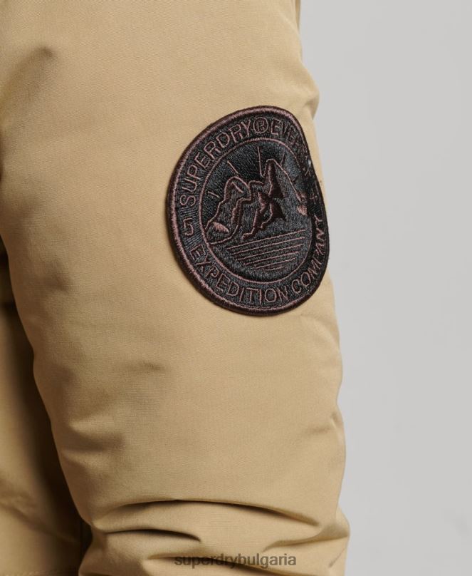 Superdry облекло N00H3774 кафяво Жени палто парка от изкуствена кожа с качулка