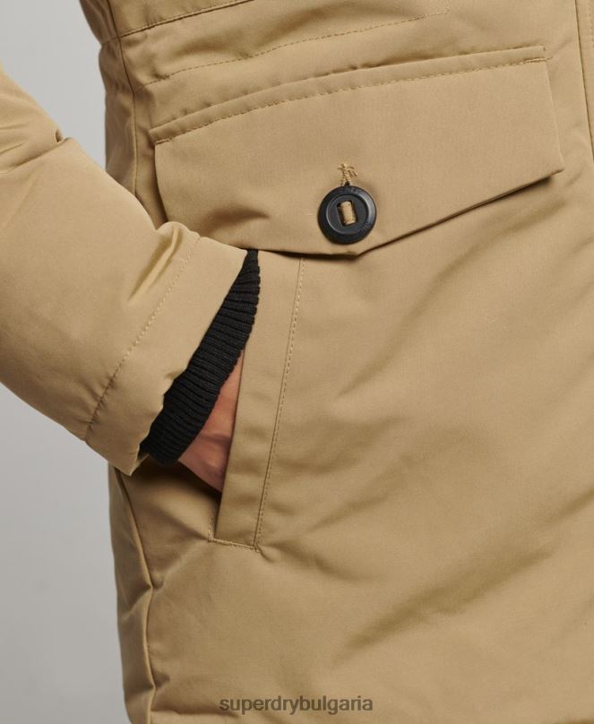 Superdry облекло N00H3774 кафяво Жени палто парка от изкуствена кожа с качулка