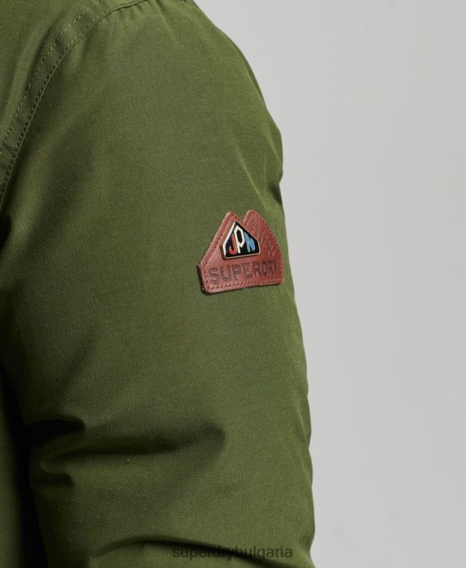 Superdry облекло N00H3775 зелено Жени палто парка с качулка от изкуствена кожа