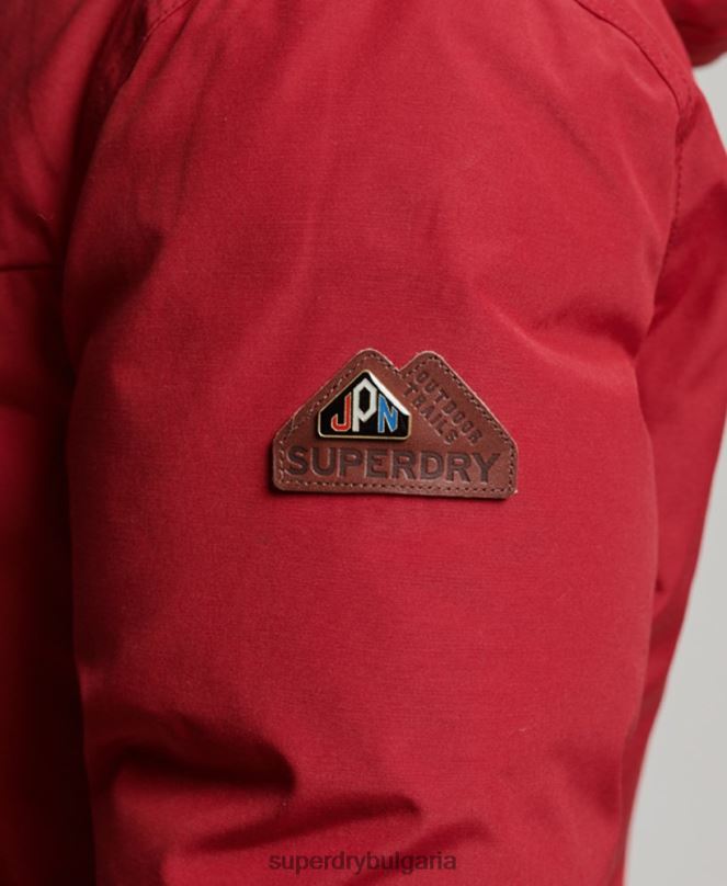 Superdry облекло N00H3776 червен Жени палто парка с качулка от изкуствена кожа