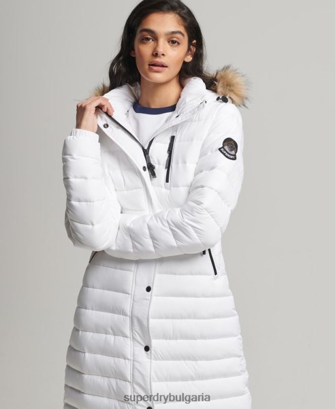 Superdry облекло N00H3778 бяло Жени палто fuji супер парагади