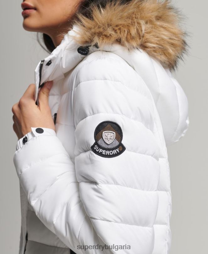 Superdry облекло N00H3778 бяло Жени палто fuji супер парагади