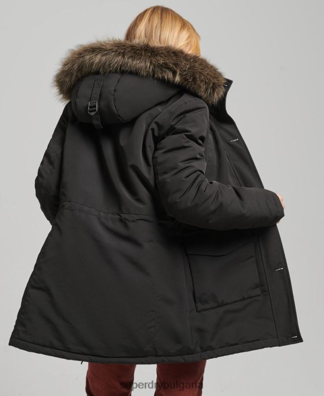 Superdry облекло N00H3780 тъмно сив Жени палто парка everest