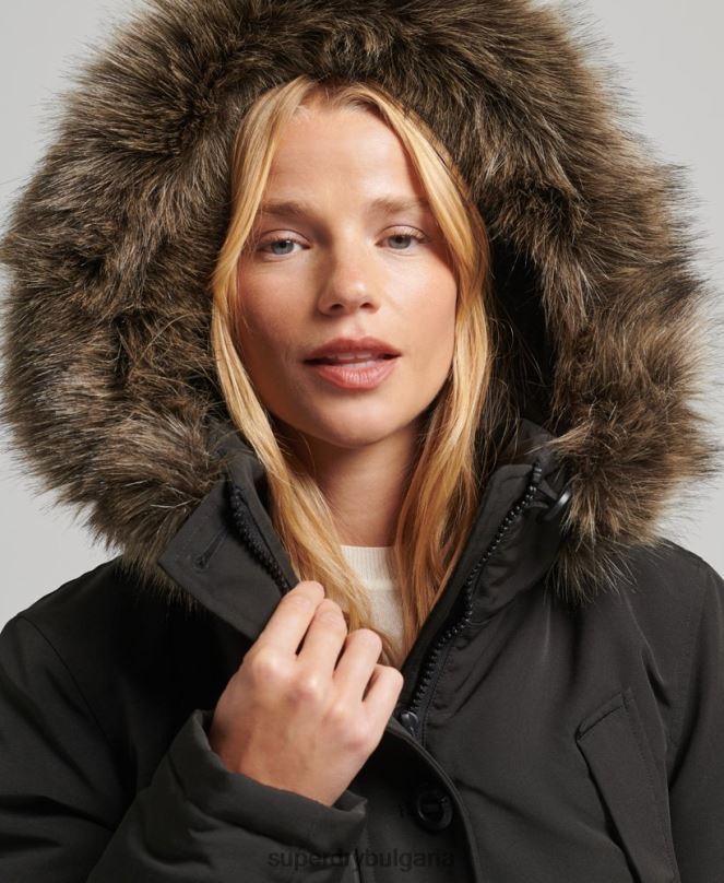 Superdry облекло N00H3780 тъмно сив Жени палто парка everest