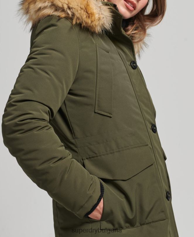 Superdry облекло N00H3781 зелено Жени палто парка everest