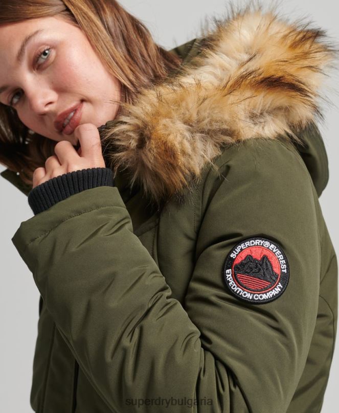 Superdry облекло N00H3781 зелено Жени палто парка everest