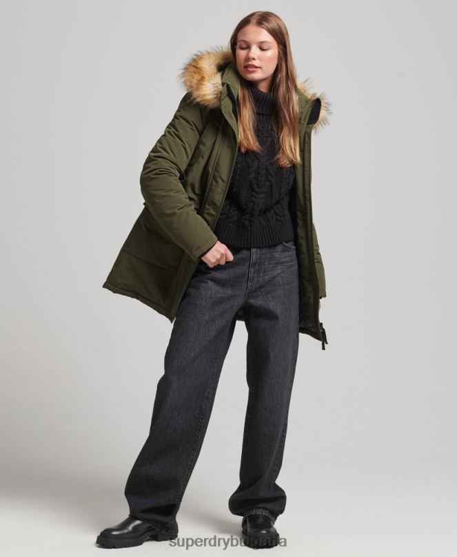 Superdry облекло N00H3781 зелено Жени палто парка everest