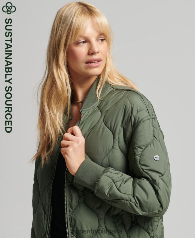 Superdry облекло N00H3799 зелено Жени ватирано палто с парагади на studios