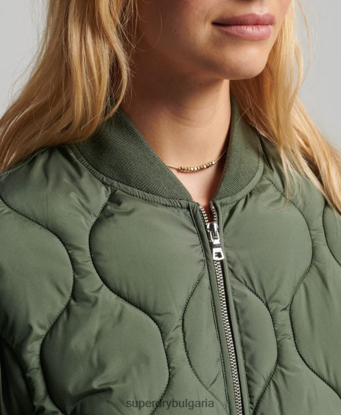 Superdry облекло N00H3799 зелено Жени ватирано палто с парагади на studios
