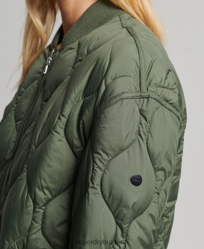 Superdry облекло N00H3799 зелено Жени ватирано палто с парагади на studios