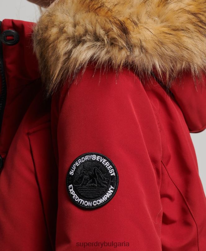 Superdry облекло N00H3809 червен Жени палто парка everest