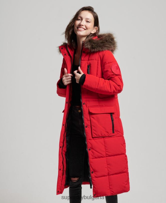 Superdry облекло N00H3810 червен Жени палто everest с парагади от изкуствена кожа