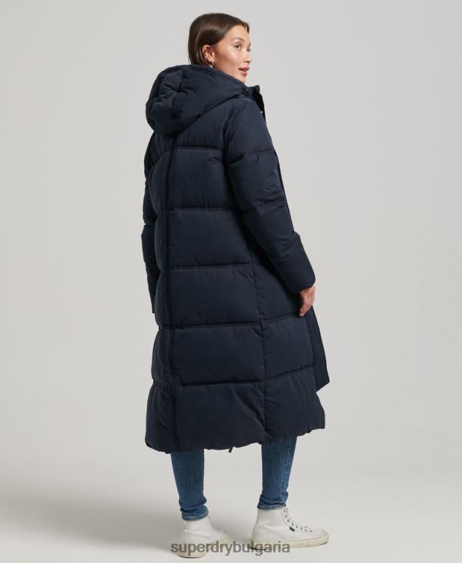 Superdry облекло N00H3814 военноморски флот Жени микрофибърно палто с качулка