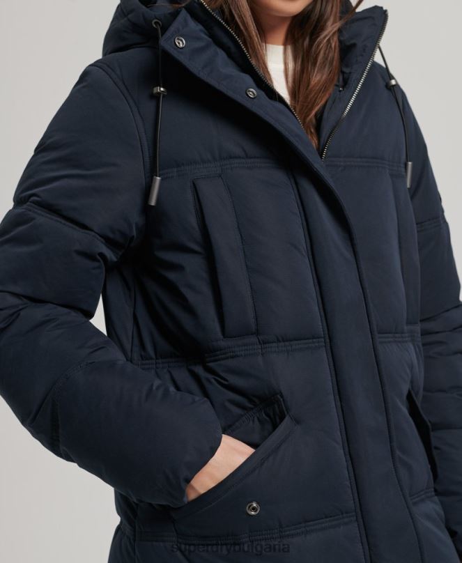 Superdry облекло N00H3814 военноморски флот Жени микрофибърно палто с качулка