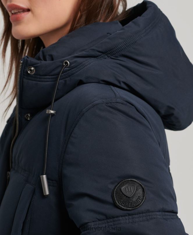 Superdry облекло N00H3814 военноморски флот Жени микрофибърно палто с качулка