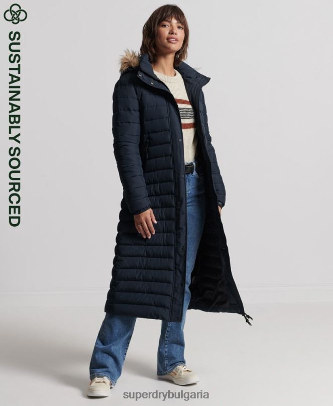 Superdry облекло N00H3816 военноморски флот Жени палто fuji супер парагади
