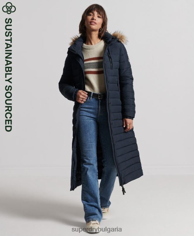Superdry облекло N00H3816 военноморски флот Жени палто fuji супер парагади