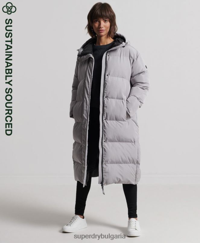 Superdry облекло N00H3822 светло сив Жени дълга завивка