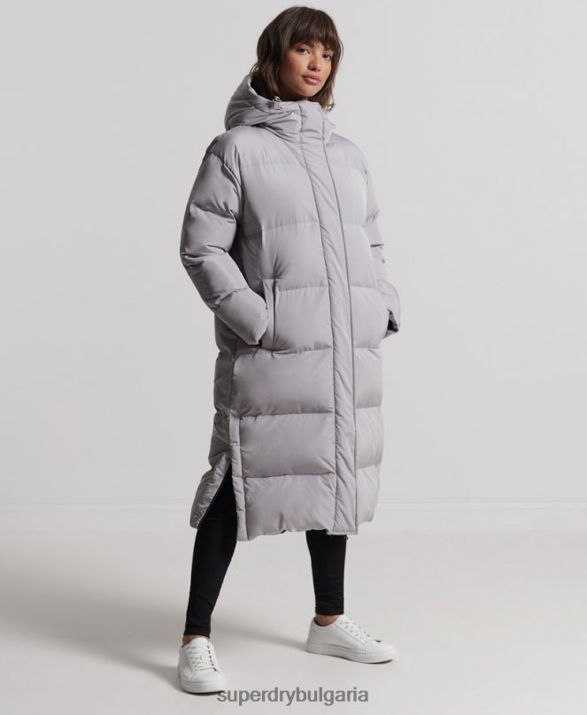 Superdry облекло N00H3822 светло сив Жени дълга завивка