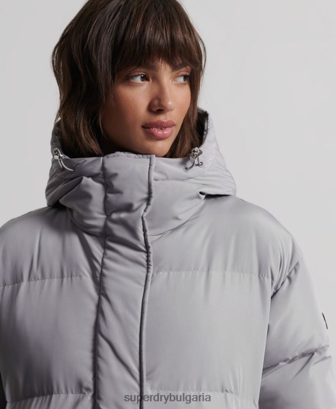 Superdry облекло N00H3822 светло сив Жени дълга завивка