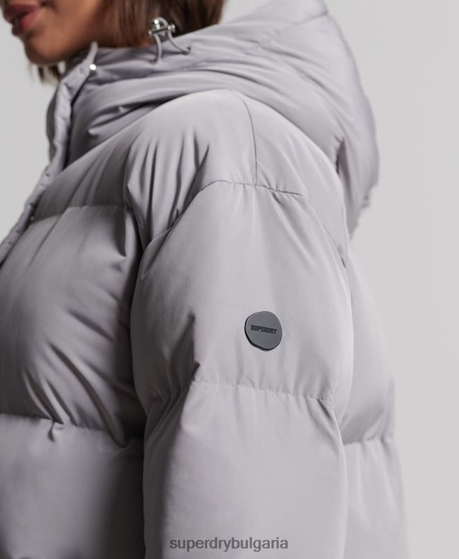 Superdry облекло N00H3822 светло сив Жени дълга завивка