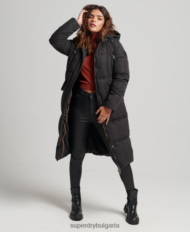 Superdry облекло N00H3823 черен Жени микрофибърно палто с качулка