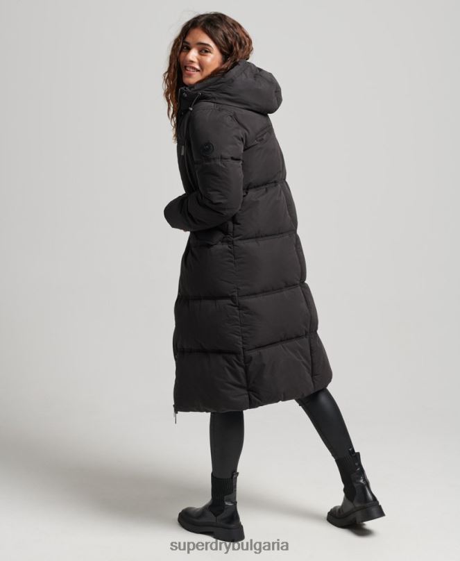 Superdry облекло N00H3823 черен Жени микрофибърно палто с качулка
