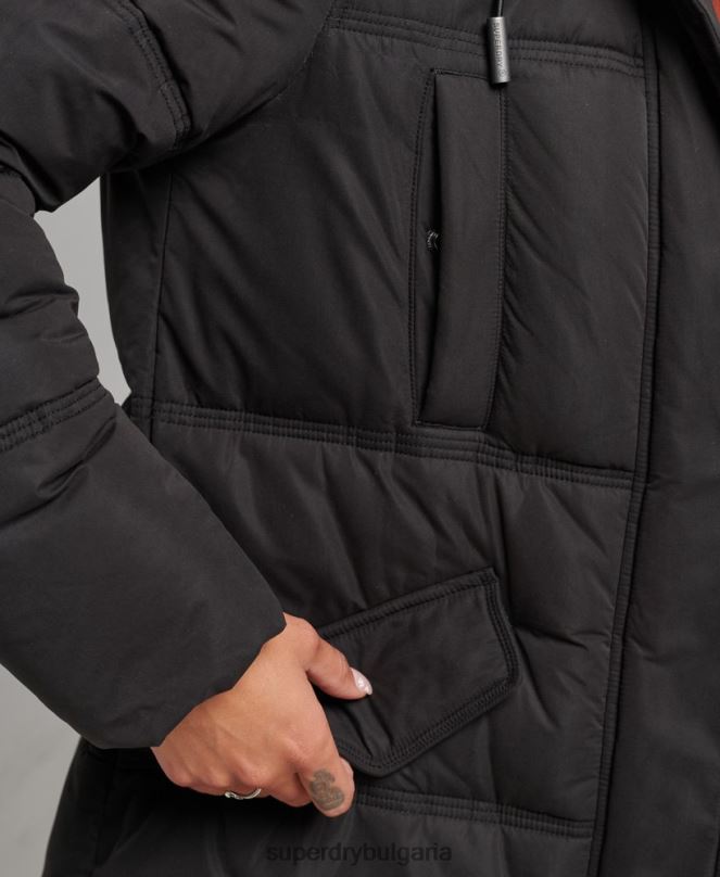 Superdry облекло N00H3823 черен Жени микрофибърно палто с качулка