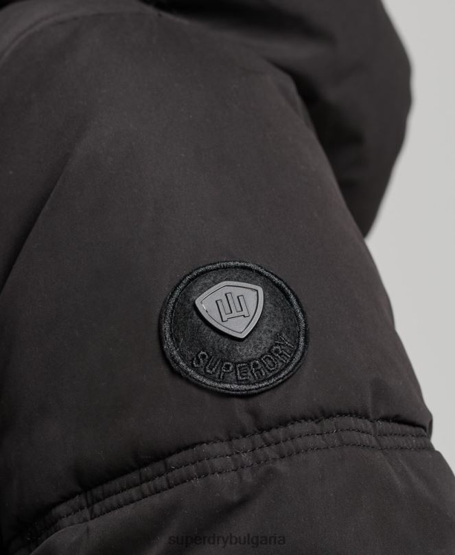 Superdry облекло N00H3823 черен Жени микрофибърно палто с качулка