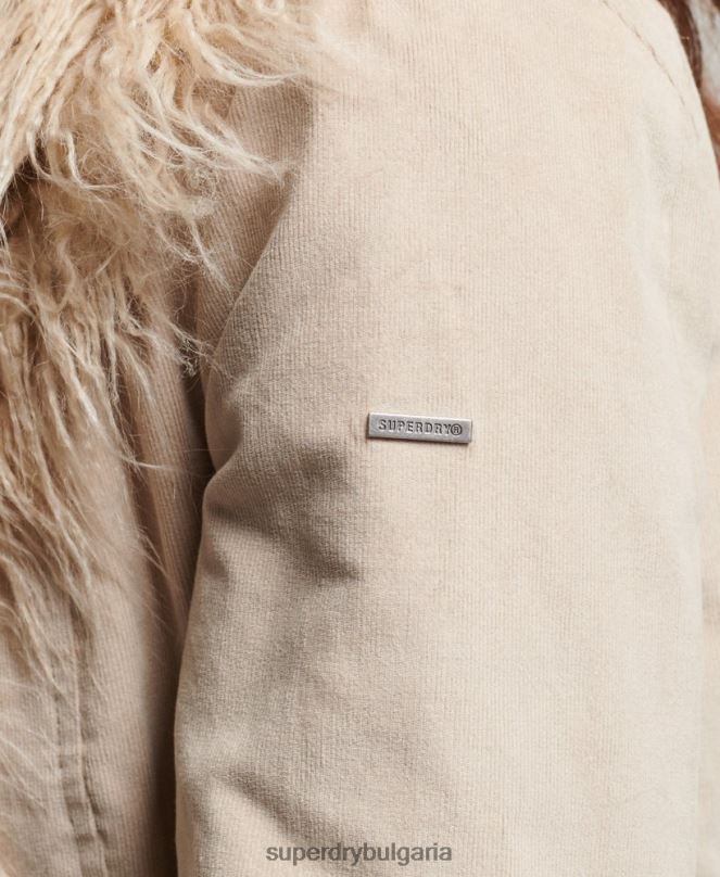 Superdry облекло N00H3824 кафяво Жени афганистанско палто, подплатено с изкуствена кожа