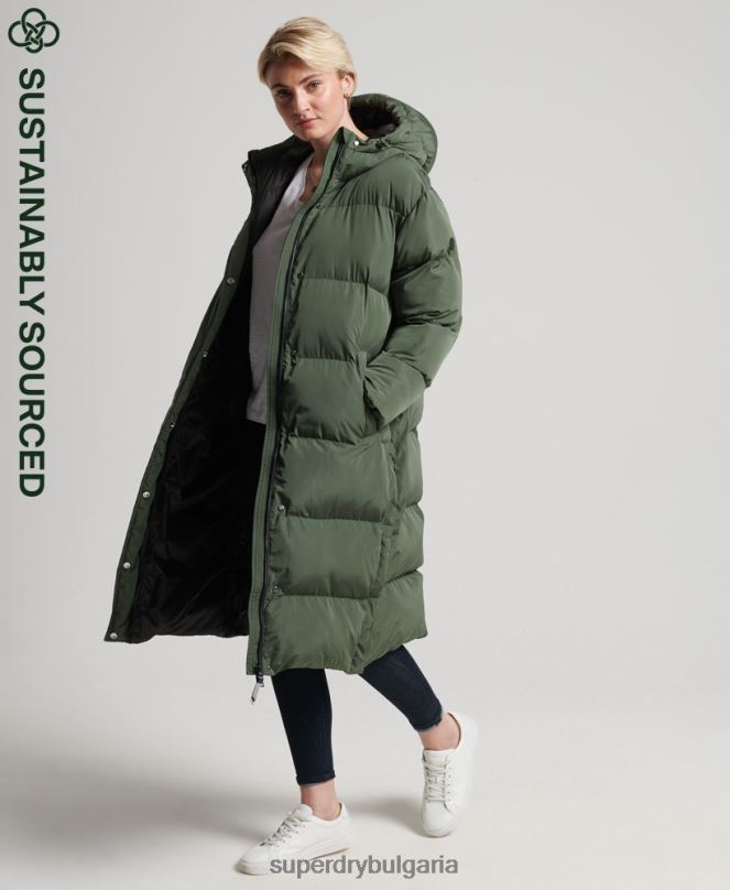 Superdry облекло N00H3828 зелено Жени дълга завивка