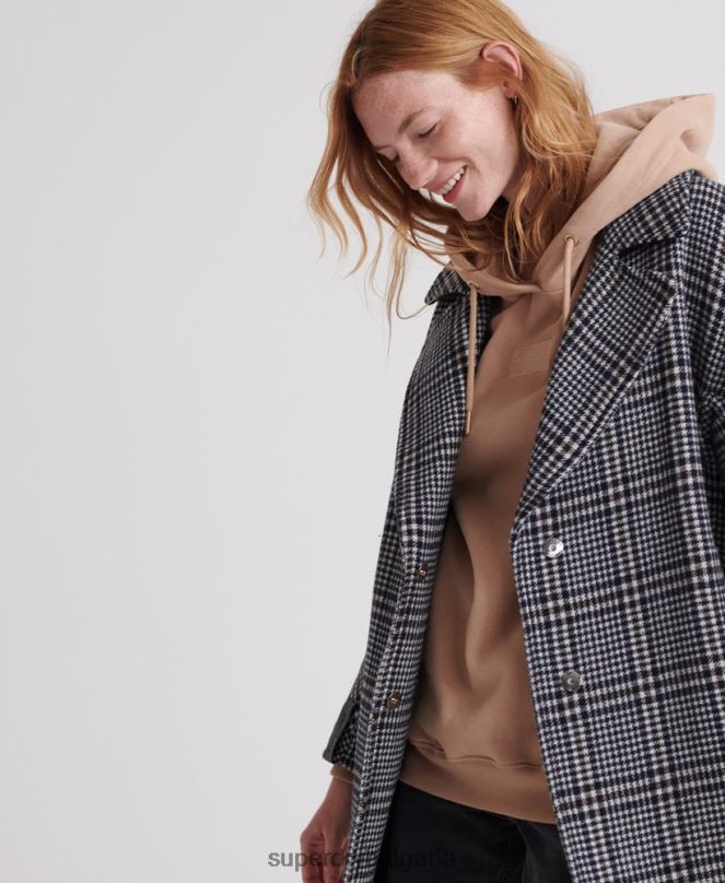 Superdry облекло N00H3858 черен Жени кобен вълнено палто