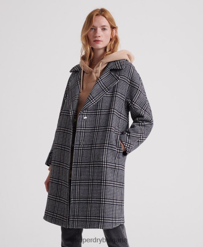 Superdry облекло N00H3858 черен Жени кобен вълнено палто