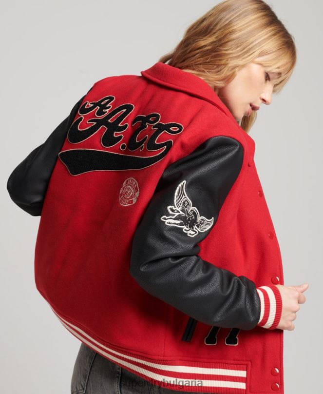 Superdry облекло N00H5423 червен Жени ретро смесен университетски бомбардировач