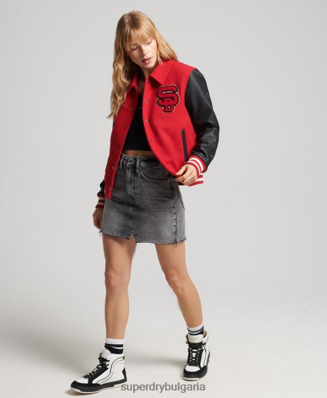 Superdry облекло N00H5423 червен Жени ретро смесен университетски бомбардировач