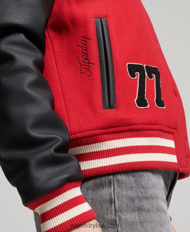 Superdry облекло N00H5423 червен Жени ретро смесен университетски бомбардировач