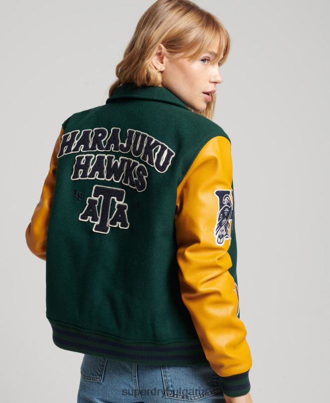 Superdry облекло N00H5436 зелено Жени ретро смесен университетски бомбардировач