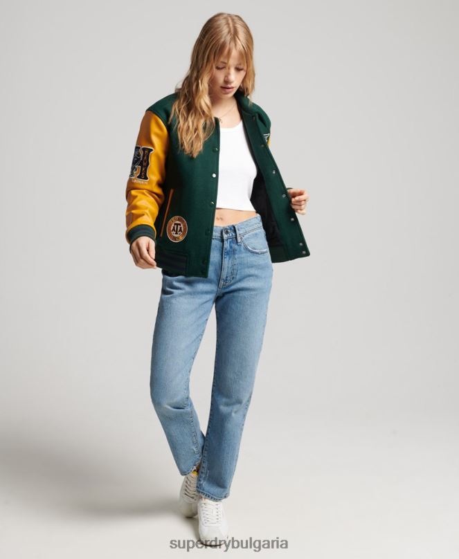 Superdry облекло N00H5436 зелено Жени ретро смесен университетски бомбардировач