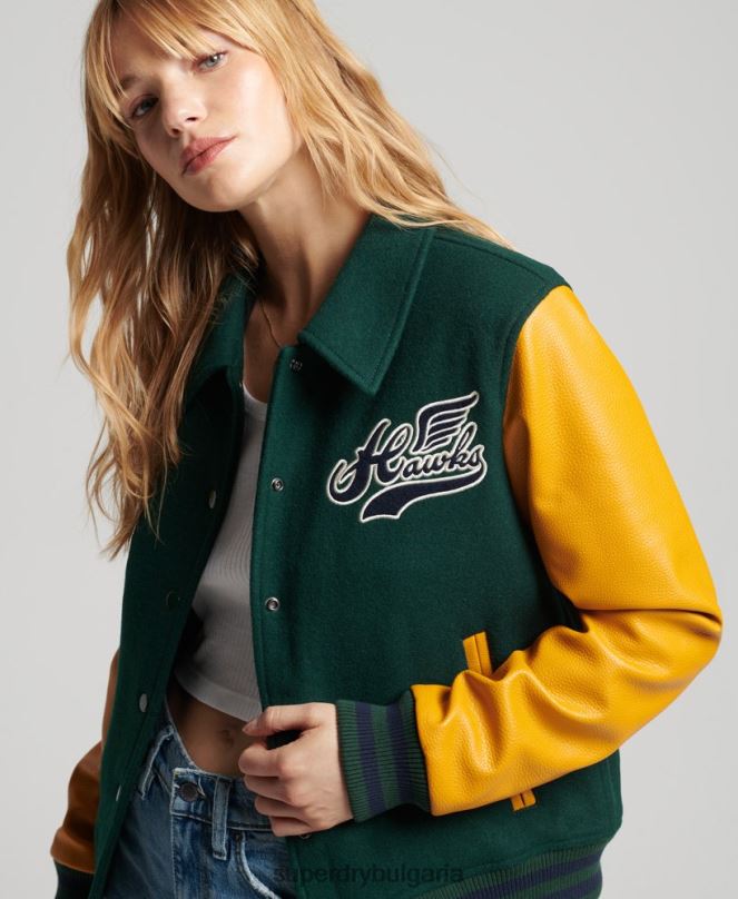 Superdry облекло N00H5436 зелено Жени ретро смесен университетски бомбардировач