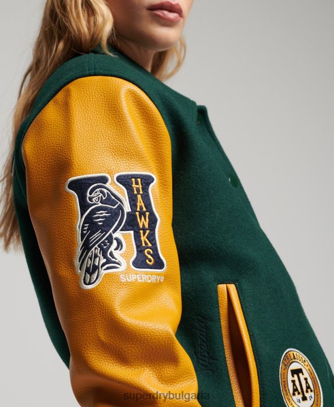 Superdry облекло N00H5436 зелено Жени ретро смесен университетски бомбардировач