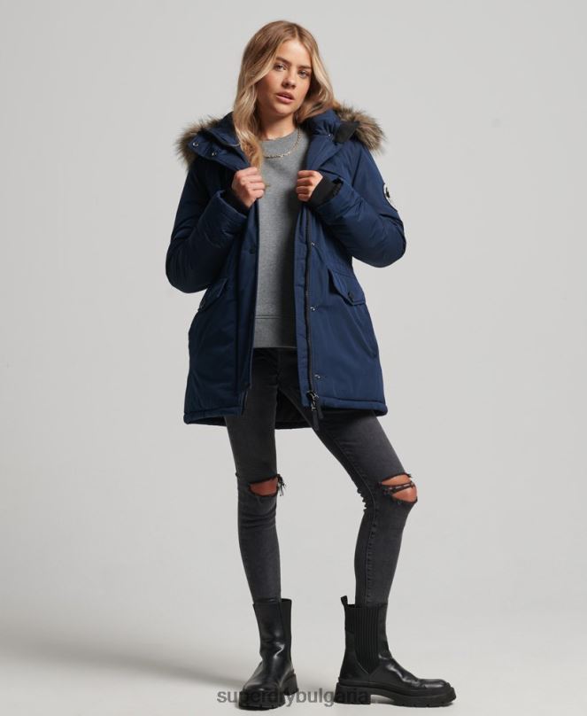 Superdry облекло N00H5443 военноморски флот Жени палто парка ashley everest