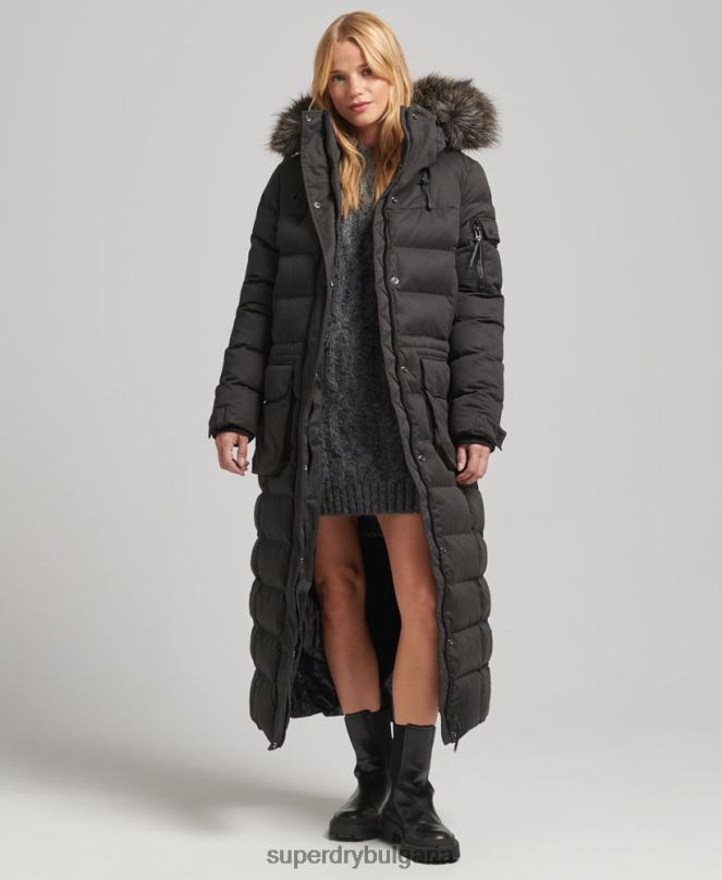 Superdry облекло N00H5448 черен Жени палто от микрофибър експедиция с парагади
