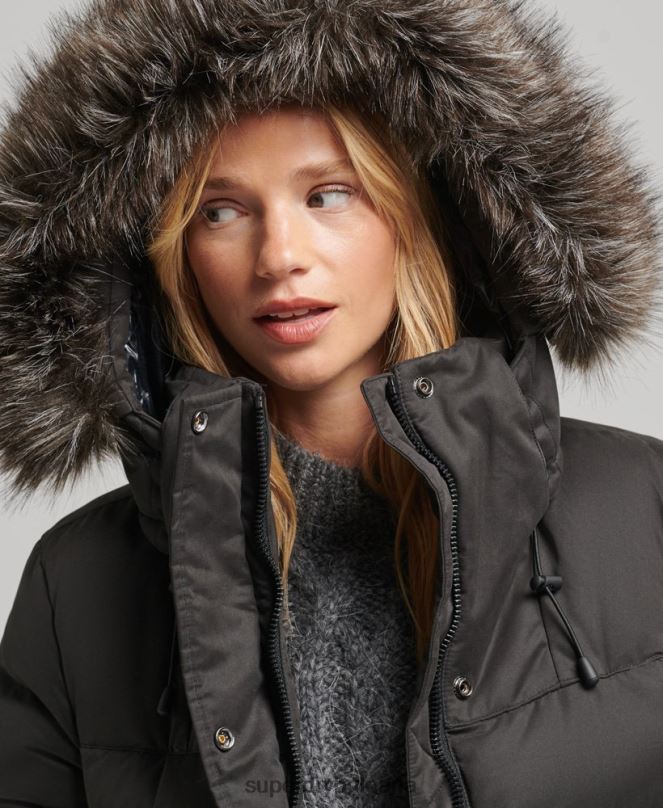 Superdry облекло N00H5448 черен Жени палто от микрофибър експедиция с парагади