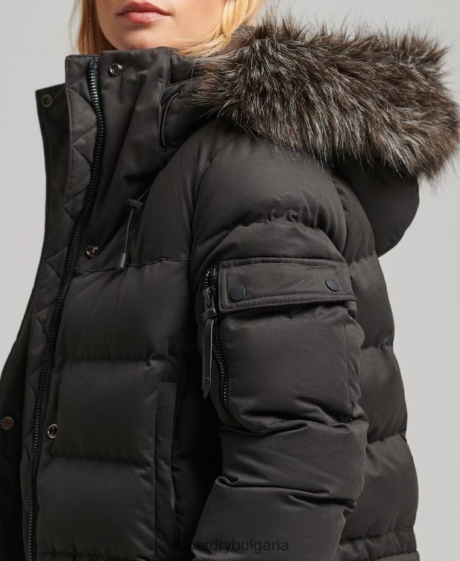 Superdry облекло N00H5448 черен Жени палто от микрофибър експедиция с парагади