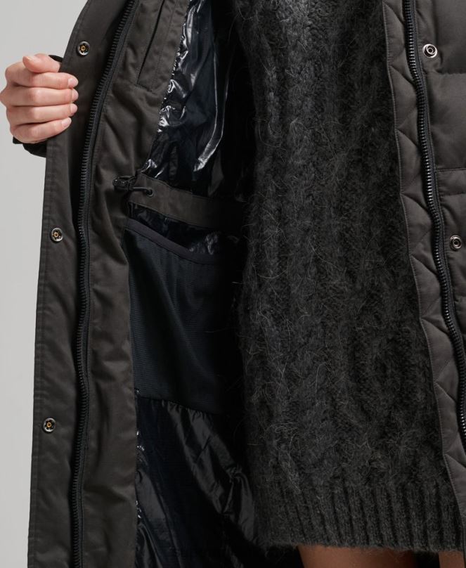 Superdry облекло N00H5448 черен Жени палто от микрофибър експедиция с парагади