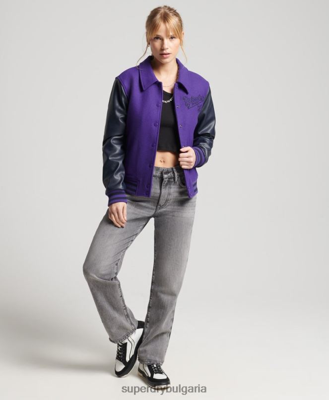 Superdry облекло N00H5449 лилаво Жени ретро смесен университетски бомбардировач